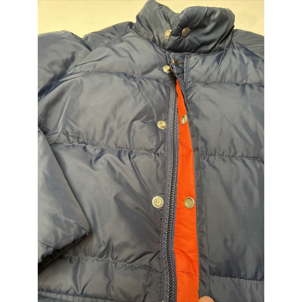 Vintage JC Penny Down Puffer Coat Snap Button Men's Size Small Navy Blue - Picture 5 of 16